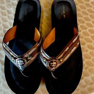 Coach Brown Jasmine Flip Flops Size 9.5
